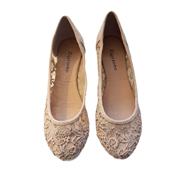 Hypnotize Lace Embellished Ballet Flats by Zigi Soho - Picture 2 of 5